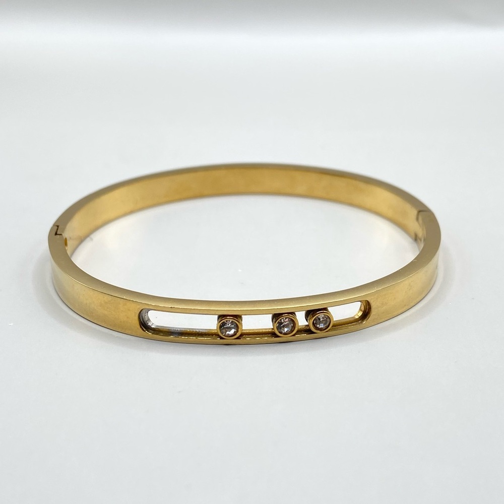 Adornia Antique Gold Plated Cubic Zirconia Slider Bracelet